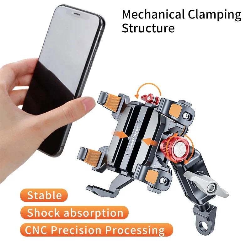 Universal Phone Holder for Motorcycle Accessories High-Quality Alloy Shock Absorption Motorbike Navigation Cellphone Bracket