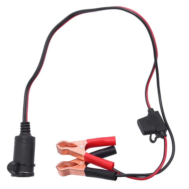 Prise allume-cigare Laguna pour voiture, 2 pieds, 12V, 24V, adaptateur  femelle, 10A, pinces crocodiles, batterie de voiture, rallonge à clipser -  AliExpress