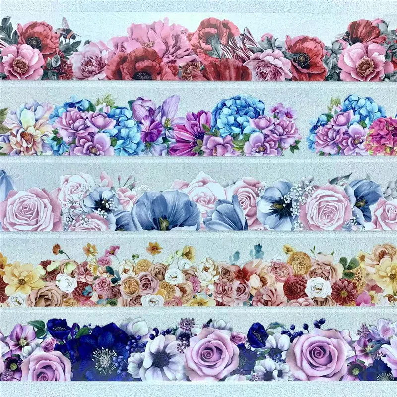 ♡SALE♡PET 9cm×10m 140cm/loop 云端玫瑰 1 Loop GuangNIanJi Studio Vintage Pink Blue Rose Floral Base