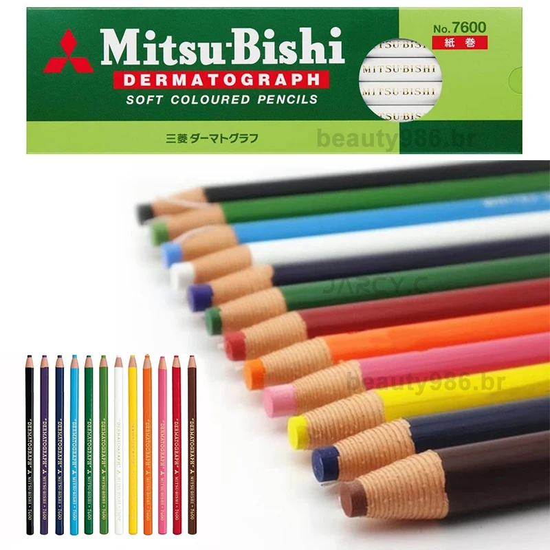 12pcs Japan K7600 Lapis Microblading Pencil Dermograph Oilbased Black