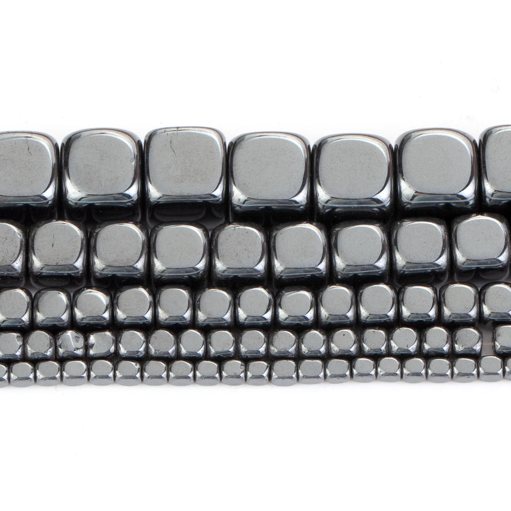 2/3/4/6/8mm Naturstein Perlen Filet Cube Schwarz Hämatit Lose Spacer Perlen für Schmuck Machen DIY Handwerk Armband Zubehör – Detail 6