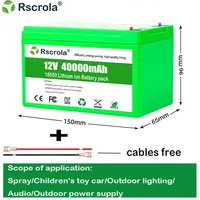 Batterie étanche 12V, grande capacité, 40a, Rechargeable au Lithium, pour pulvérisateur, voitures jouets électriques pour enfants, échelle Audio 2