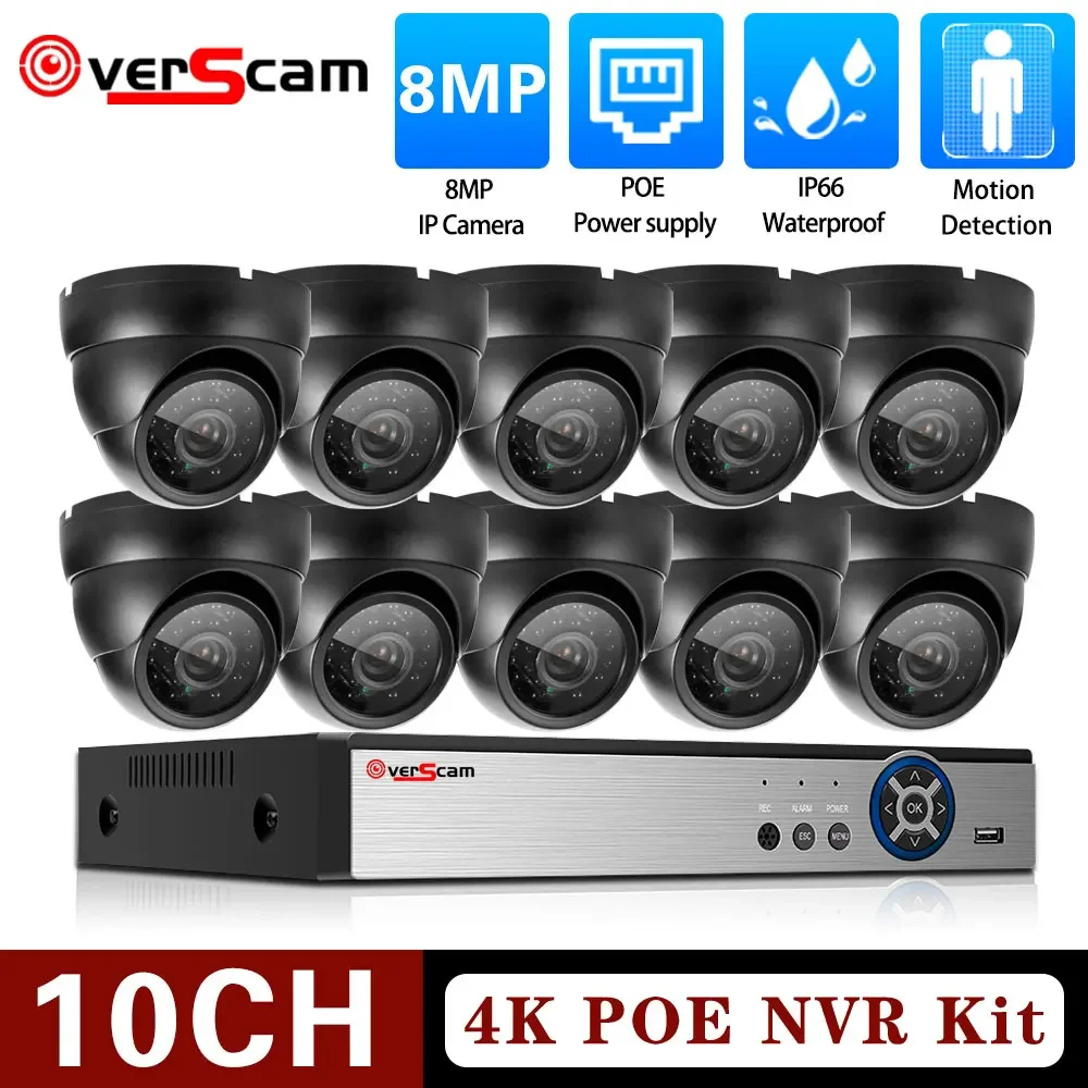 

4K 8MP H.265 Video Surveillance Set 10Ports NVR 2/4/6/8/10 POE Dome Home Options IP66 Waterproof CCTV Security Camera Kits