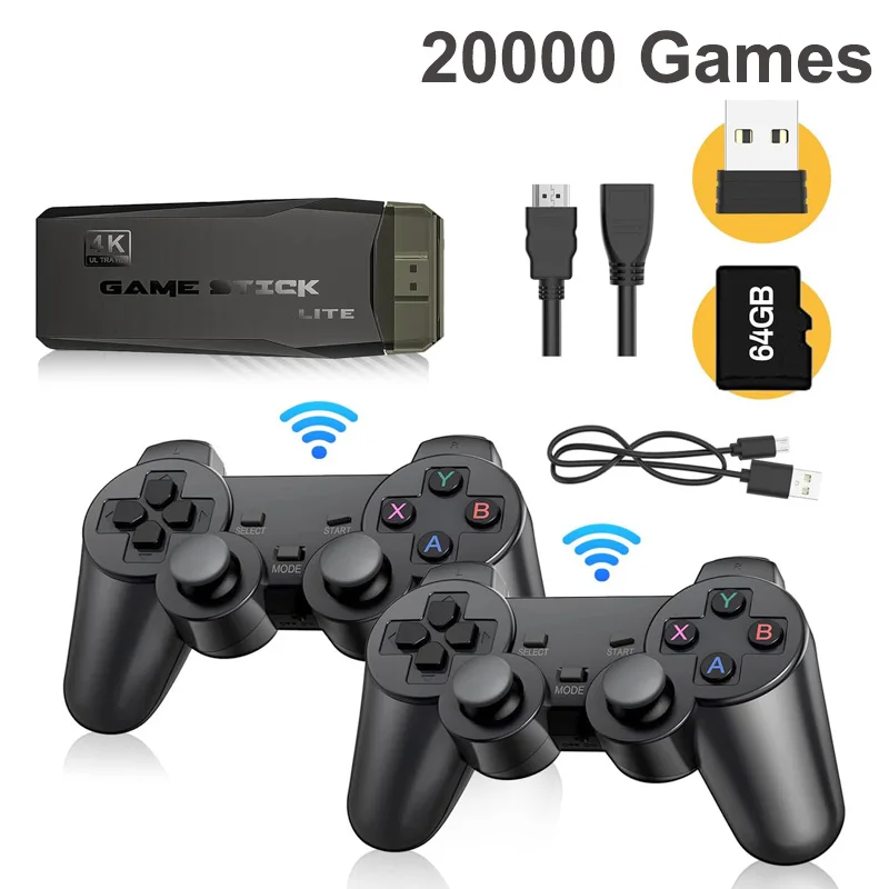 Retro Console 4K 20000 Games HD output Video Games Consola Juegos Game  Stick X2 Wireless Gamepad