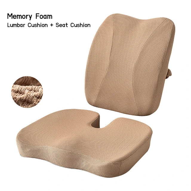 Memory Foam Waist Back Pillow Orthopedic Seat Cushion Office Chair Cushion  Support Lumbar Car Seat Pillow Massage Pad Butt Sets