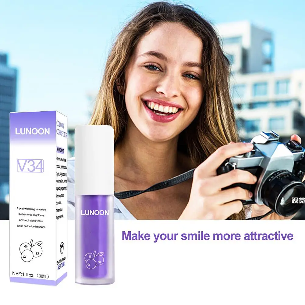 

2023 New 30ml V34 Toothpaste Tooth Cleaning Whitening Hygiene Stains Oral Removing Cleaning Toothpaste Yellow C1H2