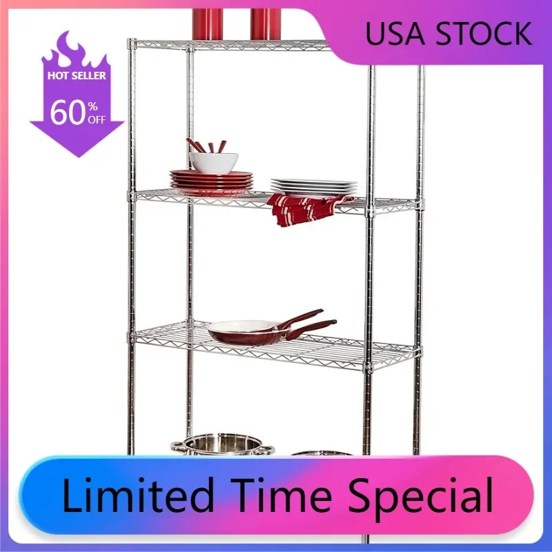 

Home Kitchen Honey-Can-Do 4-Tier Chrome Shelving unit-200 lbs