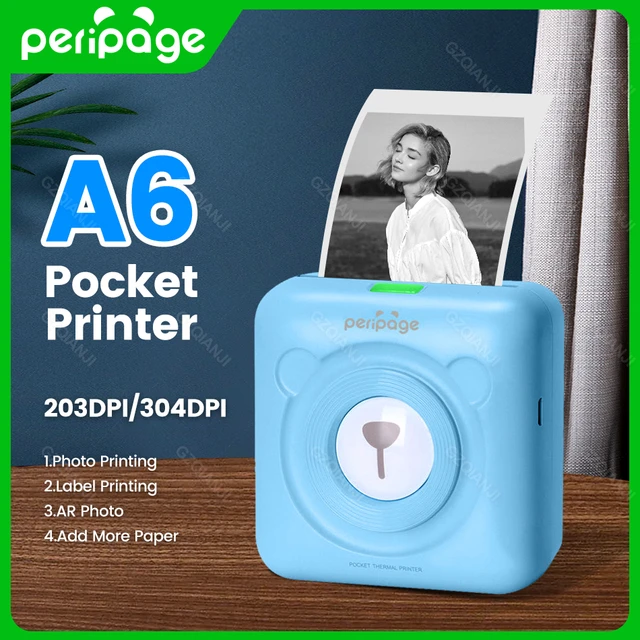 Peripage Mini Pocket Printer A6 304dpi Bluetooth Thermal Photo Printer  Green Color For Mobile Phone Android Ios Gift - Printers - AliExpress