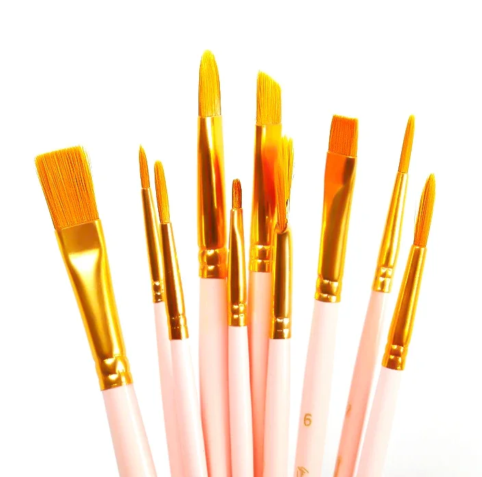 Deluxe Watercolor Gouache Paint Brush Set - Premium Nylon Hair Art Supplies (6/10 Piece Set)