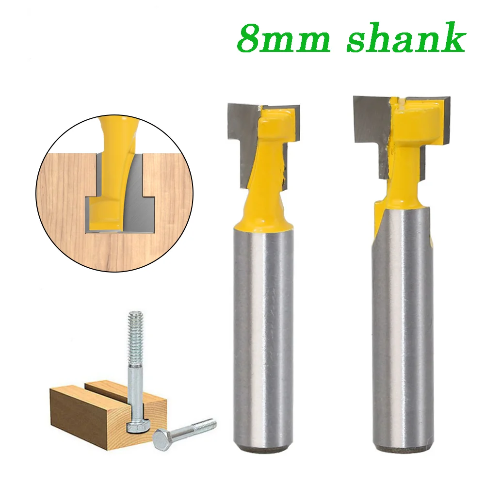

2pcs 8mm Shank Keyhole Router Bits Set T-Slot Milling Cutter Hex Bolt Key Hole Bits for Wood Woodworking Tools