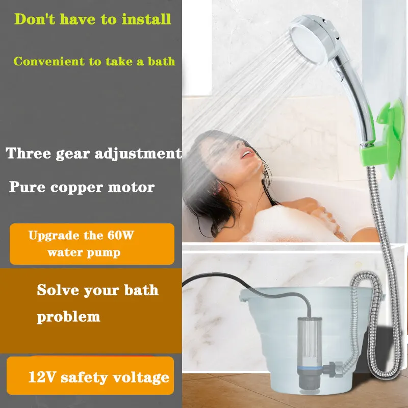 Electric Shower Pump Portable Car Washer 12V
