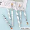 Dual-ended Nail Brush French Stripe Brushes Manicure Liner Brush 3D Tips Ultra-thin Line Drawing Pen UV Gel Painting Brushes 6