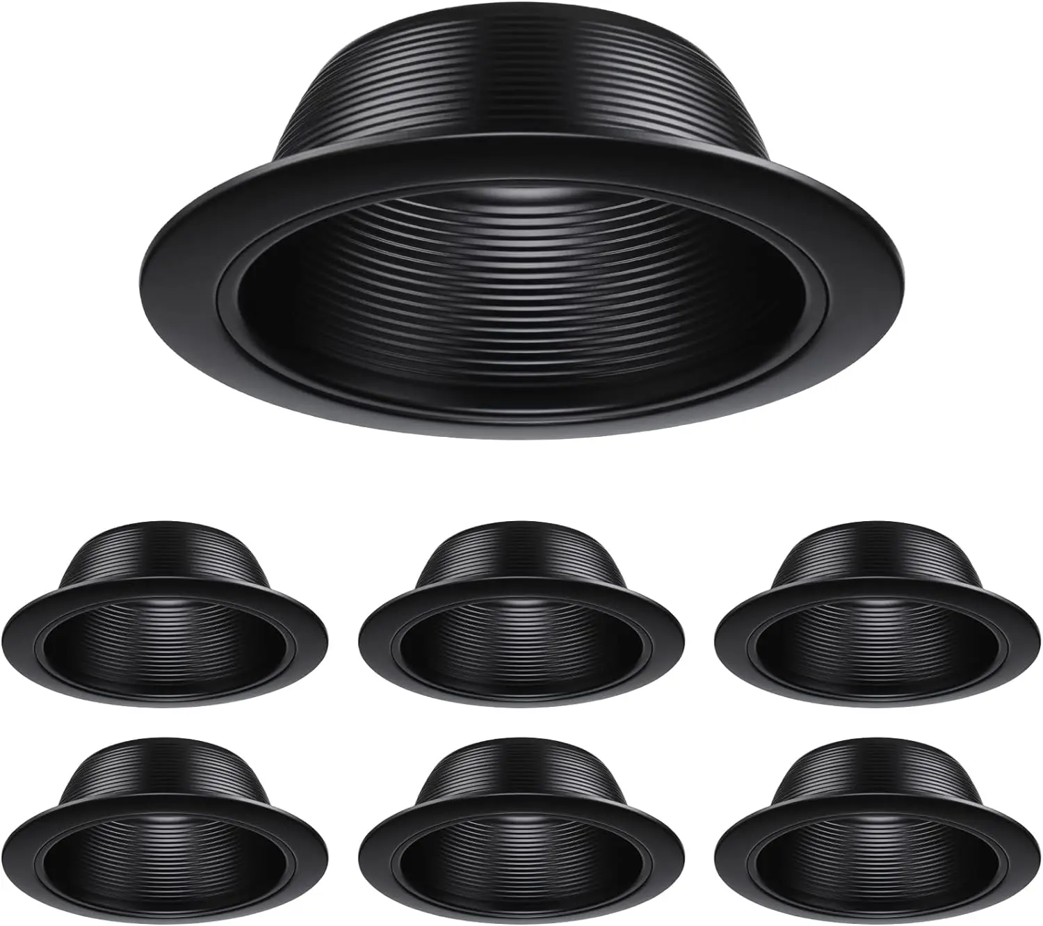 

Inch Recessed Light Black Baffle Trim with Detachable Ring, Full Metal, Ceiling Can Light Trim for 6 Inch Recessed Can, Fit /Jun