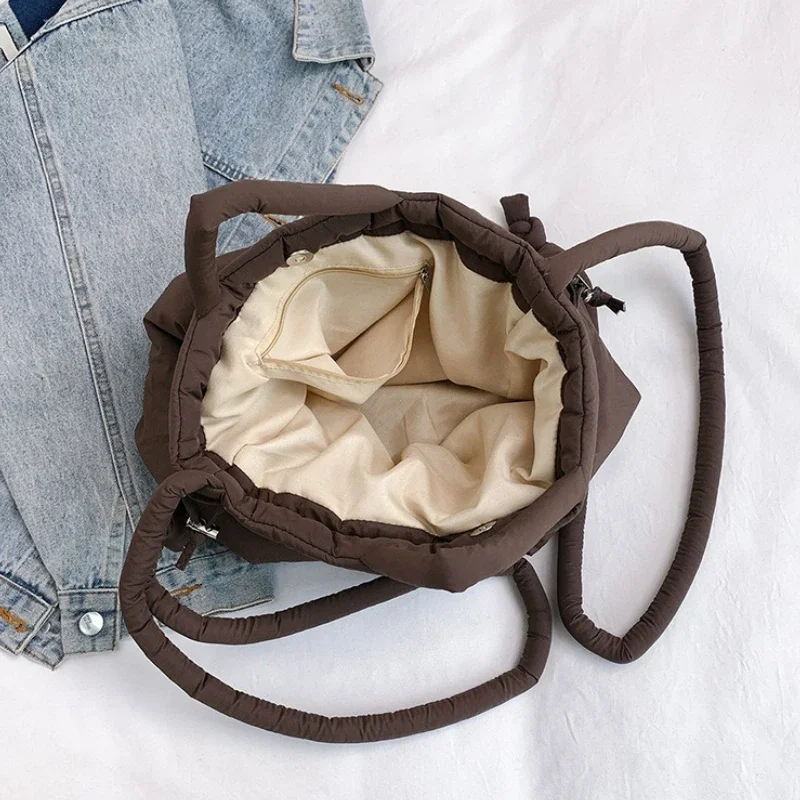 New Korean Fashion Fabric Shoulder Bag Soft Down Crossbody Bag Mini Tote Purses for Women Underarm Bags Handbags and Purses