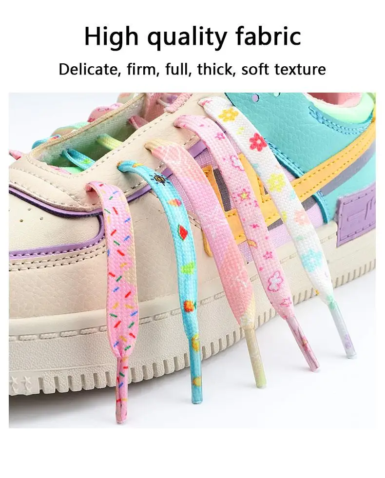 New Print Shoelaces for Sneakers Quality Fabric Flat Shoe laces Fashion Girl Laces for Shoes width 0.8cm 120/140/160CM