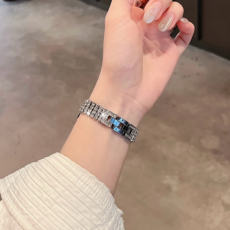 Elegant Diamond Metal Strap for Women - Premium Watch Bracelet