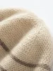 Wool Cashmere Stripes Jacquard Knitted Beanies Double Layers Thick 2023 Women Winter Caps Present Hat Cashmere Warm Bonnet #136 2