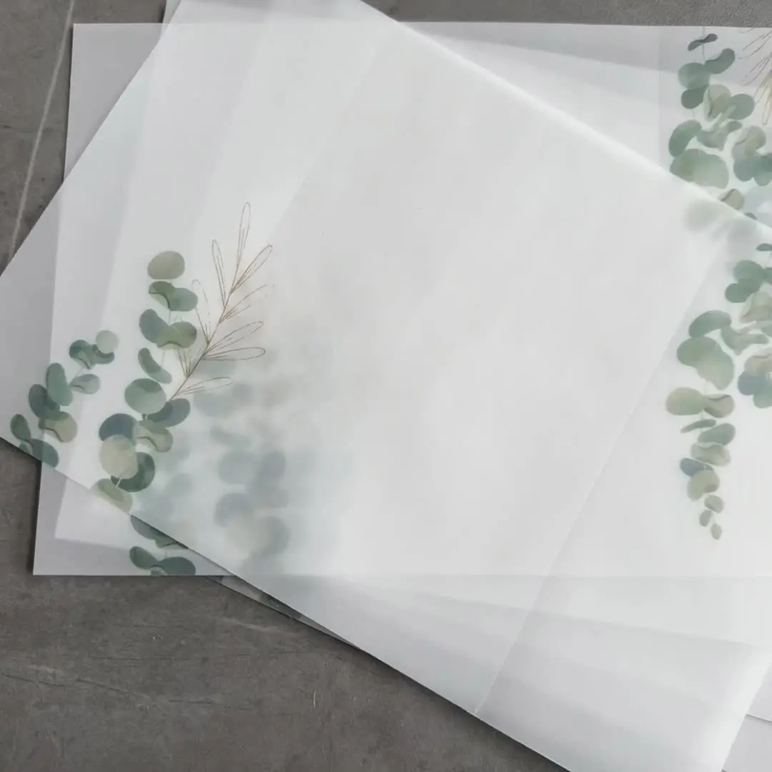 Papel Vitela Verde De 150g Para Invitaciones De Boda (5x7") - 80 Pliegos Suaves Y Transparentes Para Manualidades Y Sobres