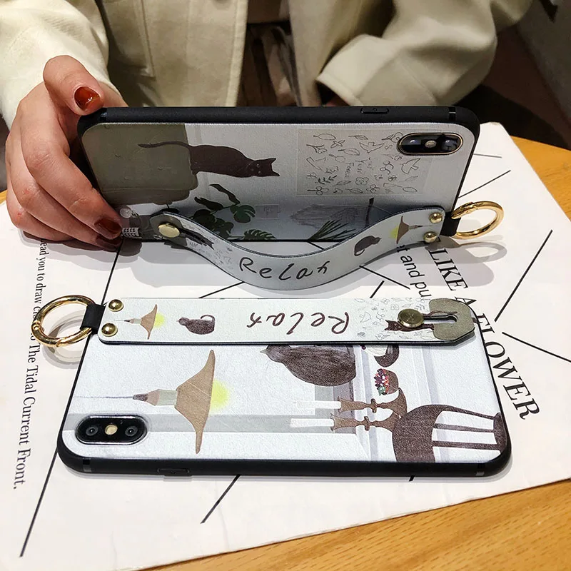 Funny Cat Wrist Strap Phone Holder Cover