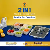 Portable Snackle Box Container  Divided Serving Tray with Lid and Handle Clear Snack Box Organizer for Fruits Candy, Snacks 2