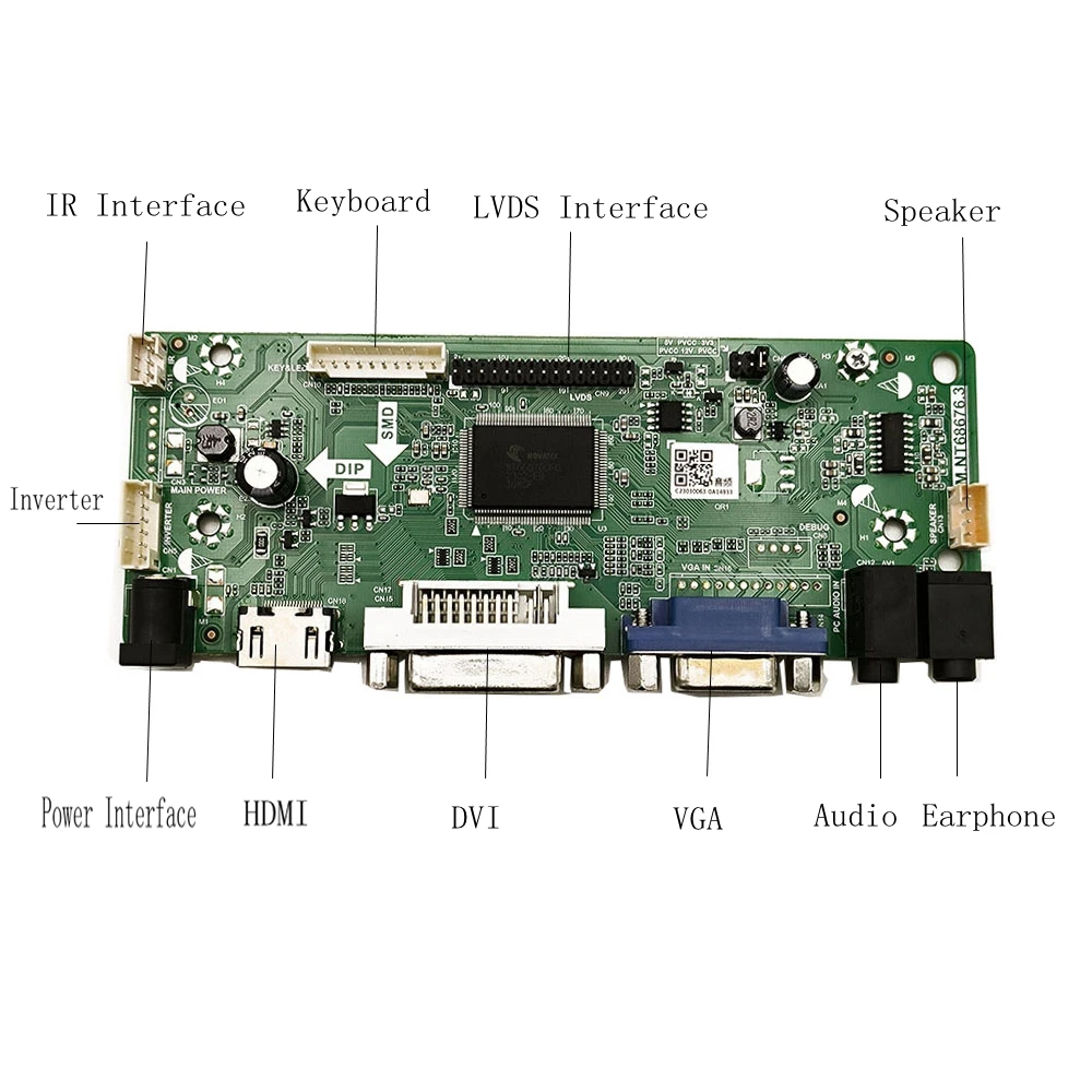 Controle Kit Board Monitor para Tela Led Controlador Board Driver B156xw02 v3 v6 B156xw02 v2 v7 Hdmi Dvi Vga Lcd Novo - Imagem 3