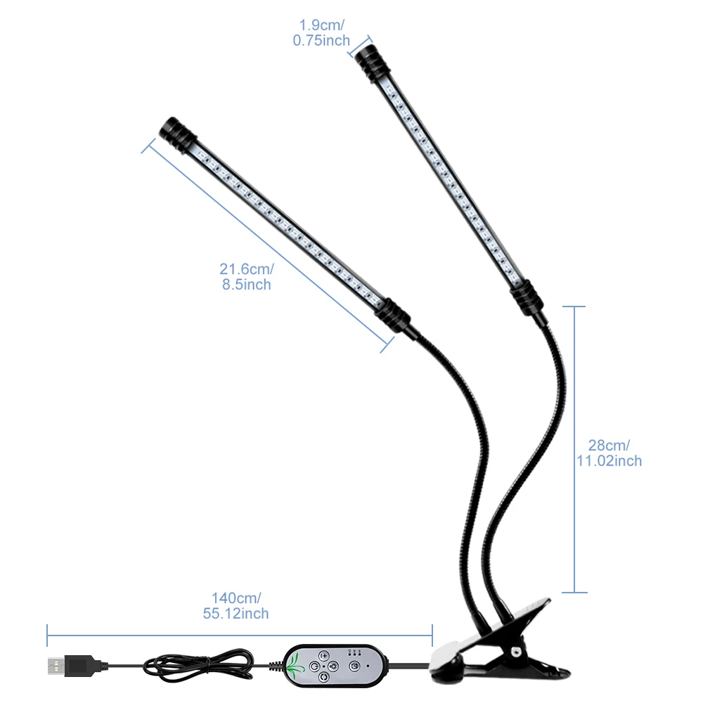 Full Spectrum LED Grow Light with USB and Dimmable Timing