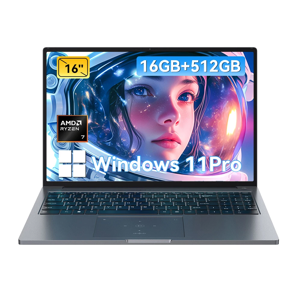 BLACKVIEW GamiBook 8 AMD R7 7735HS 16" 16GB DDR5 512GB SSD 5000MAH Laptop Windows 11 Pro 1920*1200 Teclado Iluminado 120Hz