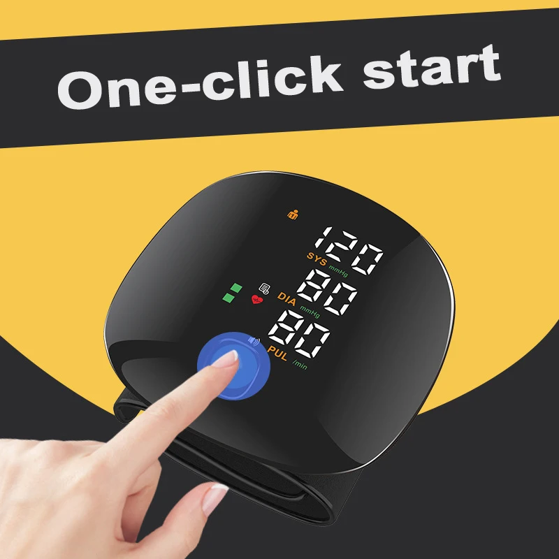 LED Rechargeable Wrist Blood Pressure Monitor English Voice Broadcast Tonometer BP Monitor