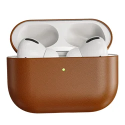Eary Premium Genuine Leather Shockproof Earphone Case - Durable Protective Full Cover (Brown)
