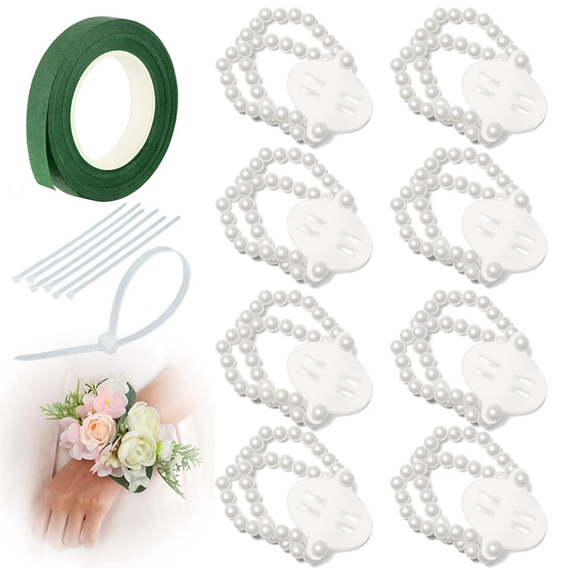Corsage 손목 팔찌, 웨딩 파티 무도회 DIY 손목 코사지용 탄성 손목 밴드, 8 개