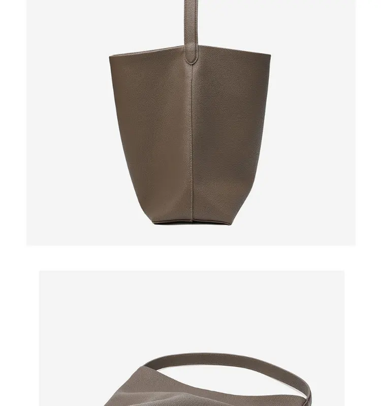 S7e7f1e5dc170465fa5707b0f4f35433bp 100% Soft Real Leather Shoulder Bags Female Big Natural Real Cow Women Leather Handbags Luxury Bucket Ladies Tote Hand Bags Grey Mallzona