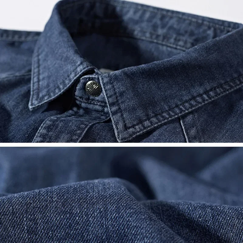 Spring Men's Denim Jeans Shirts Long Sleeve Cotton Single-Breasted Shirts Handsome Hombre Casual Jean Shirt Tops Men denim shirt long sleeved shirt