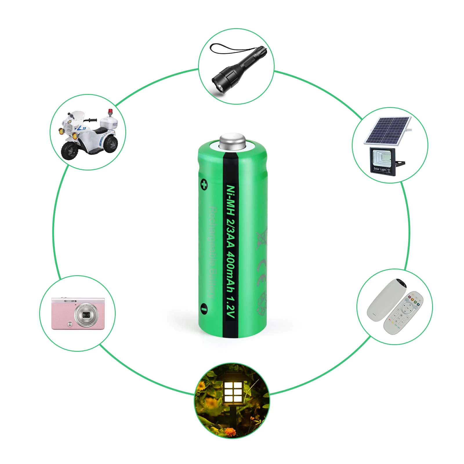 Bateria Recarregável para Luzes Solares Parte Superior do Botão Pkcell 8pc Bateria Indurstry da Lâmpada Ni-mh 1.2v 400mah - Image 4