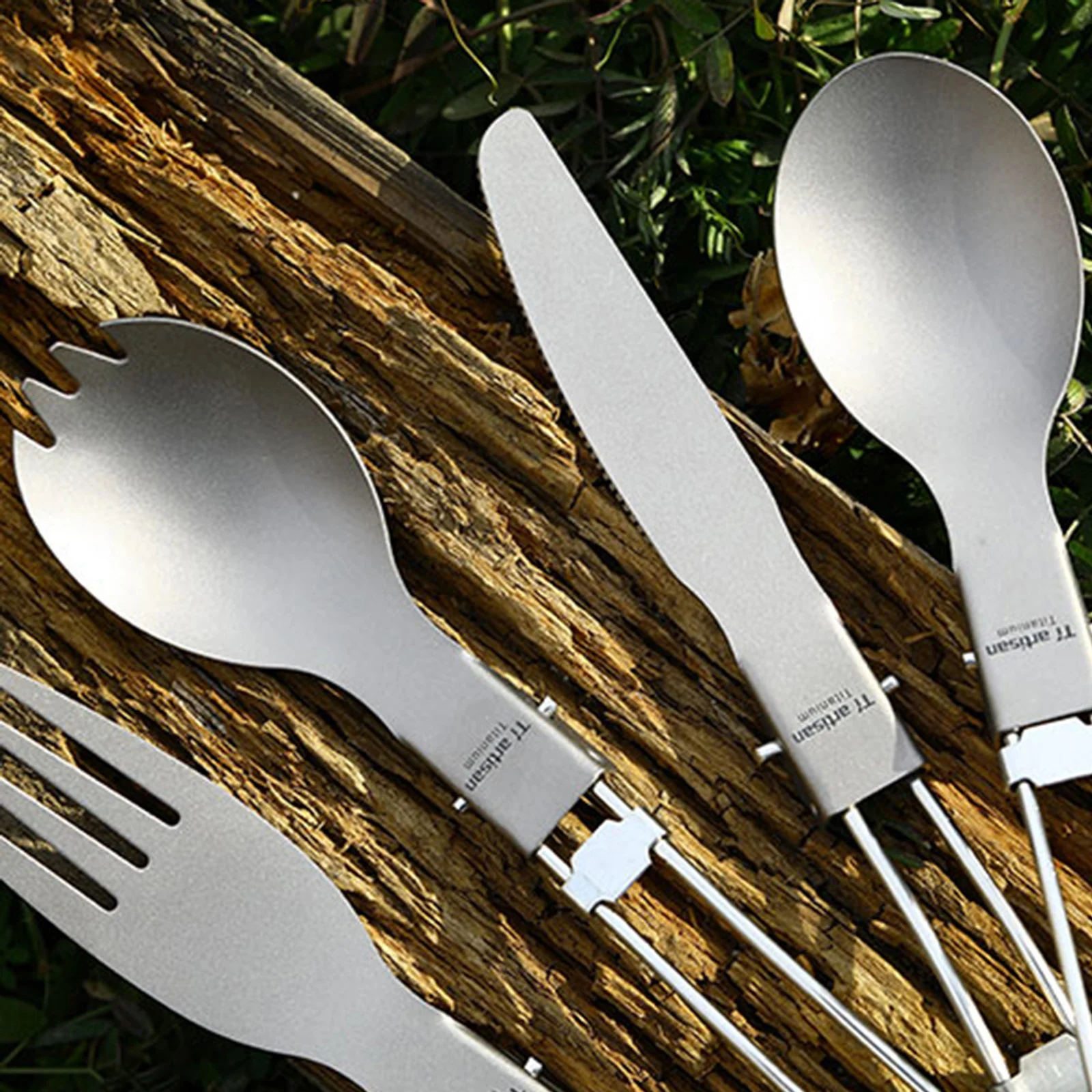 

Titanium Tableware Ultralight Outdoor Portable Fork Spoon Cutlery Set For Outdoor Camping Picnics Hiking Indoor Settings