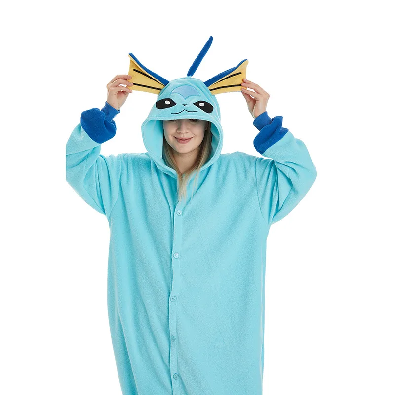 Vaporeon Kigurumi Onesie Pyjama Eevee Cosplay Kostüm Schlafanzug Halloween Weihnachten Anime Erwachsenen Warme Hauskleidung Outfit