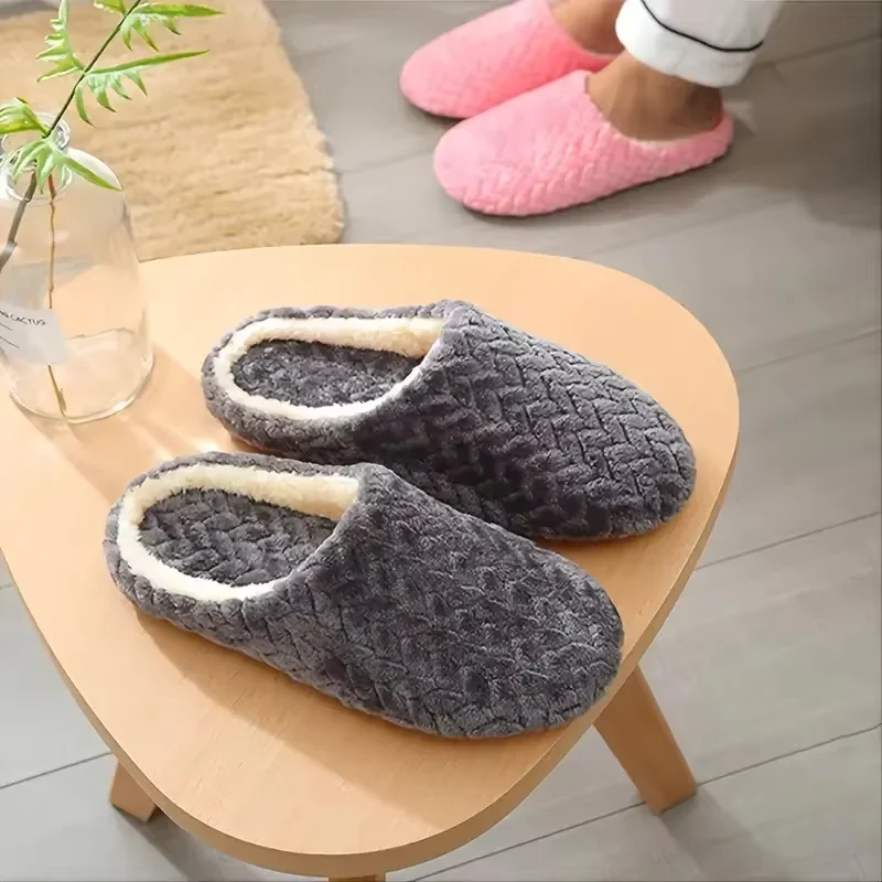 Unisex Fluffy Home Slippers Soft Lightweight Anti Slip Comfortable Indoor Slides for Autumn Winter — view 2