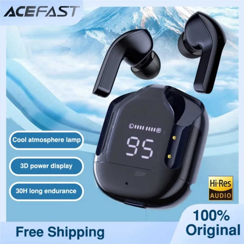 

ACEFAST Wireless Earphone HiFi ENC Noise Reduction LED Digital Display Bluetooth-compatible5.0 Stereo Headphones Gaming Earbud