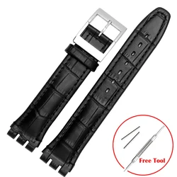 Genuine Cowhide Leather Waterproof Sport Watch Strap for Men and Women - 17mm or 19mm (Black)