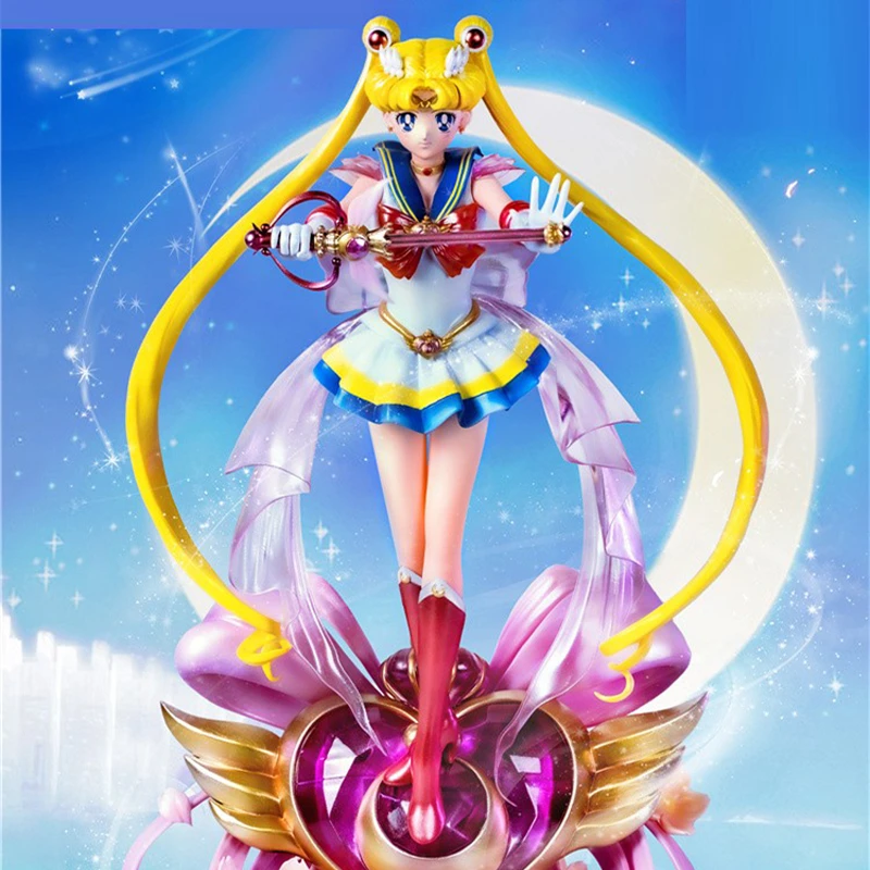 35Cm Sailor Moon Anime Tsukino Usagi Glitter Figure Crystal Moon Girl Action Figurine Pvc Model Decoration Statue Doll Toy Gift