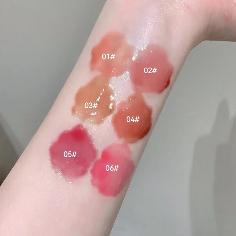 Kakashow Mirror Watery Lip Gloss Iron Brush Head Jelly Moisturizing Lip Tint Lipstick Nature Nude Lips Makeup Cosmetics