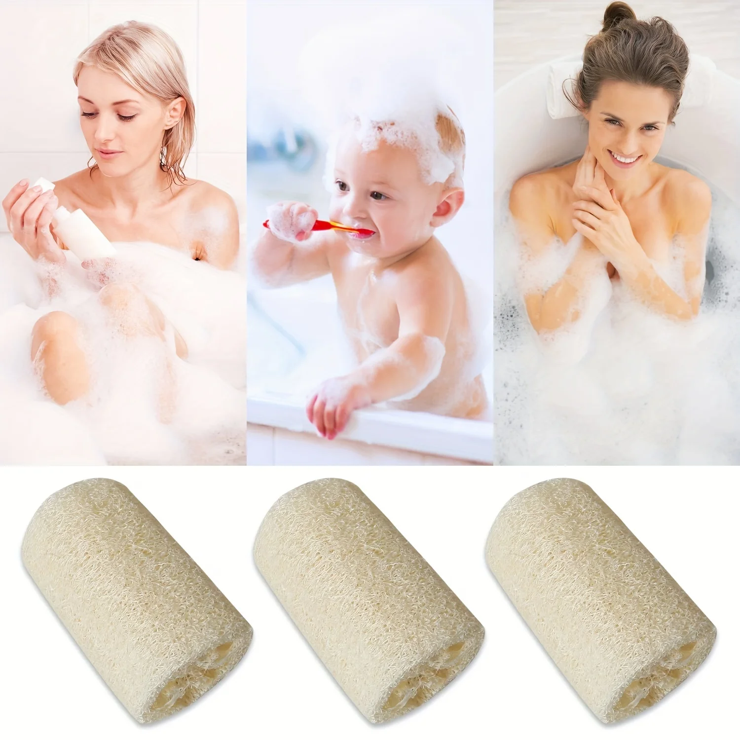 Natural Loofah Sponges Organic Luffa Bath Shower Sponge Exfoliating Body Back Scrubber for Men Women Adults SPA Beauty Bathing