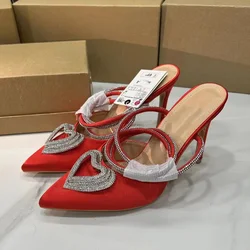 High Heels Ladies Shoes Fashion Shiny Rhinestones Sexy Slingbacks Ankle Strap Stiletto Elegant Wedding Party Women's Pumps