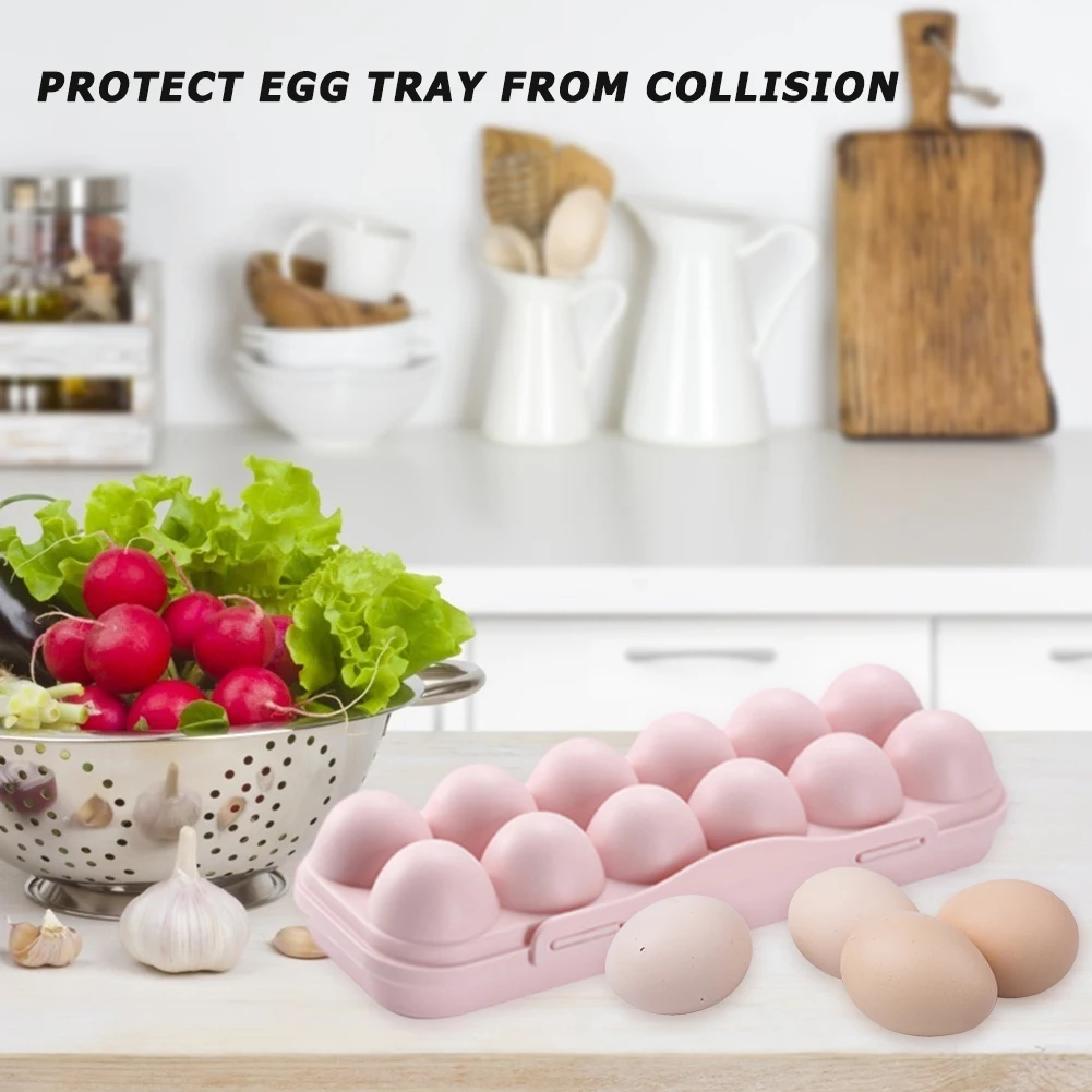 12 Grid Egg Storage Box Plastic Egg Container Shockproof Eggs Slot Tray Holder Box for Refrigerator Camping Picnic Hiking Travel