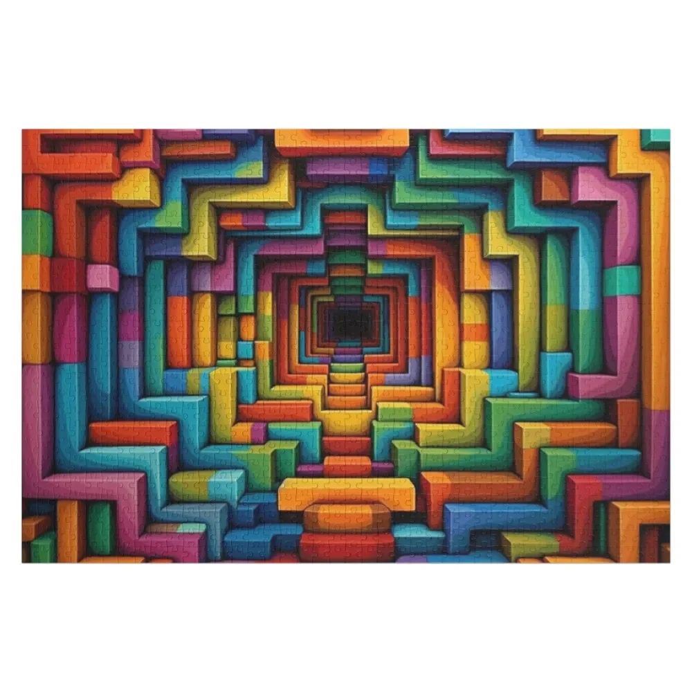 

Optical Illusion 3D Rainbow wormhole Jigsaw Puzzle Iq For Children Personalised Jigsaw Puzzle