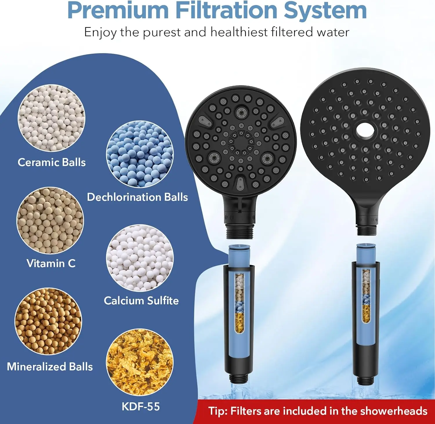 High pressure handheld shower head, adjustable bar - 8 "rain shower head and 10 mode shower head 4