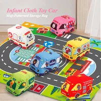Baby Montessori Soft Car Toy with Map Game Mat Storage Bag Infant Cloth Book Cute Cartoon Sensory Training Toys Toddlers Gifts 1