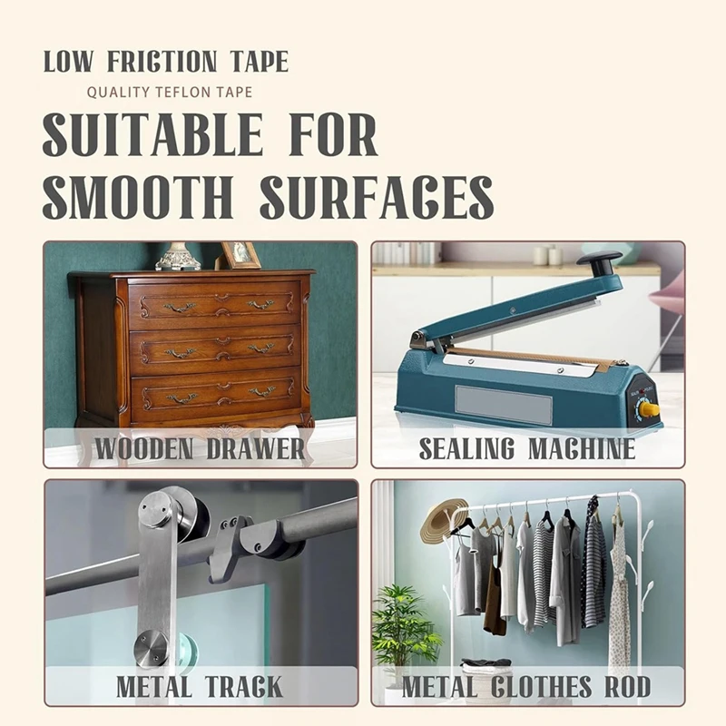Low Friction Tape 1 Roll 1 Inch X 33 Feet Drawer Slide Tape Drawer Glide Tape Squeak-Resistant Tape