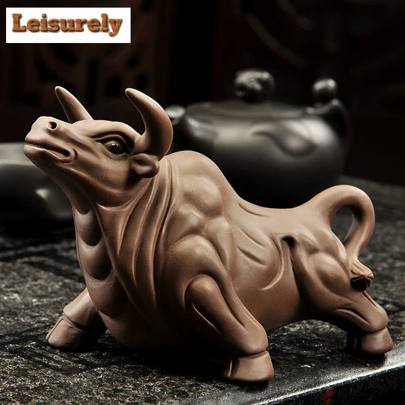 Purple Clay Ox Golden Toad Pixiu Buddha Tea Pet Boutique Flowerpot Landscaping Tea Figurine Play Toys Tea Statue Ornaments Gift