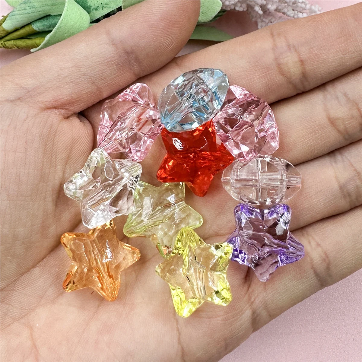 

10pcs/lot 19mm Mixed Cute Transparent Resin Star Beads Pendant For Bracelets Necklace Earrings Jewelry Making Diy Keychain Parts