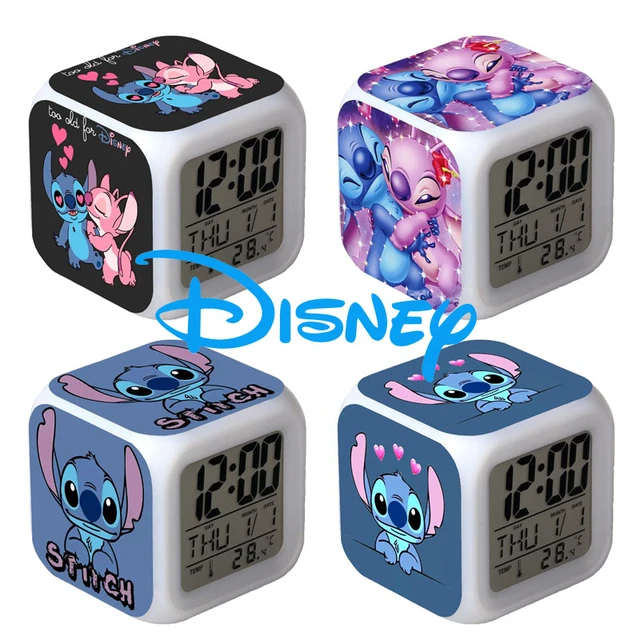 Disney Original Lilo & Stitch Cartoon Cute Alarm Clock Stitch Anime Figure  LED Color Change Digital Light Children Birthday Gift - AliExpress